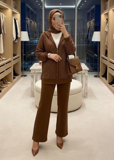 Kalve Taş İşlemeli İkili Takım TK100296 - Kahve