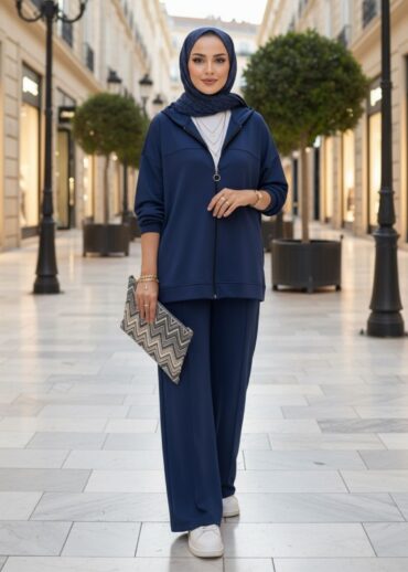 Fermuarlı Basic İkili Takım BÜYÜK BEDEN TK2962  - Lacivert