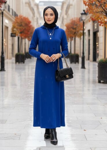 Monella Trend Kuşgözlü Elbise ELB100455  – Saks Mavi