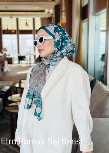 Etnik Etro Desen Pamuk Şal 61534 - Yeşil