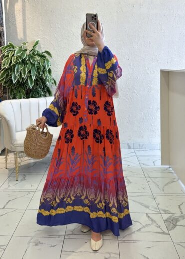 Ada Çiçek Elbise L10014 - Gün Batımı