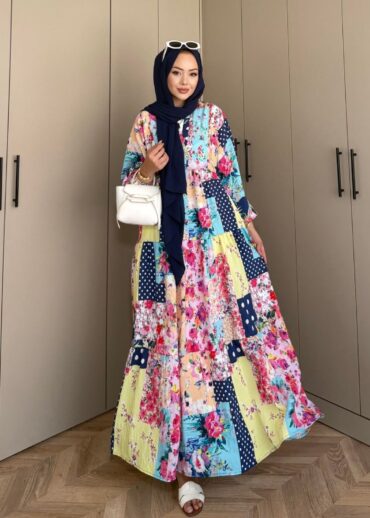 Majic Elbise L10080 - Patchwork Bahar