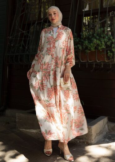 Mimoza Desenli Elbise - Narencik