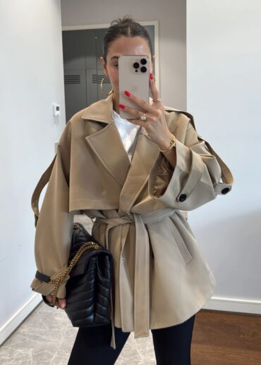 Oversize Omuz Detay  Trençkot DŞ100235 - Camel