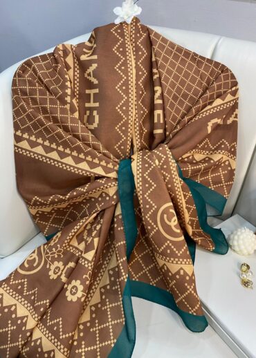 Çizgili Pamuk Şal 51201 - Zümrüt Camel