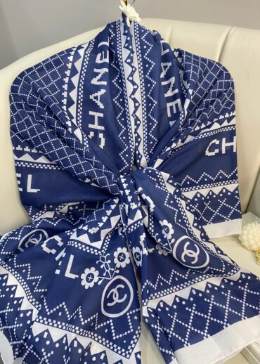 Çizgili Pamuk Şal 51201 - Lacivert