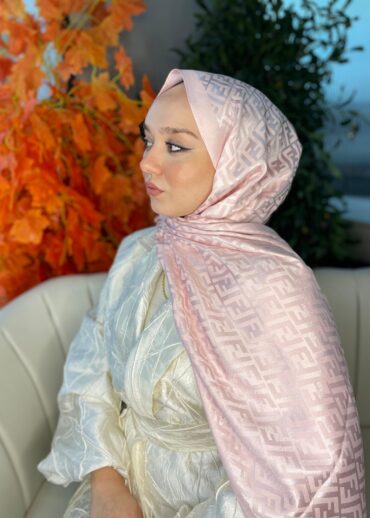 İthal Fendi Pamuk Yün İpek Şal 49101 - Pudra