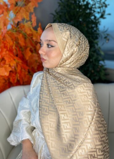 İthal Fendi Pamuk Yün İpek Şal 49101 - Çikolata