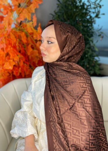 İthal Fendi Pamuk Yün İpek Şal 49101 - Acı Kahve