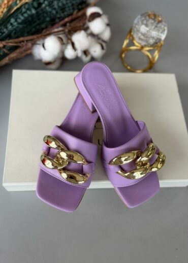 Işıltı Zincirli Terlik – Lila 36 Beden