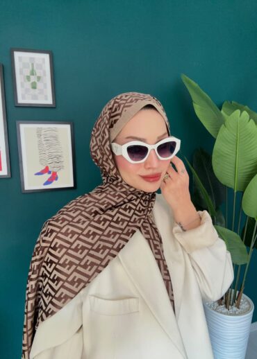 İthal Fendi Pamuk Yün İpek Şal 49101 - Kahverengi