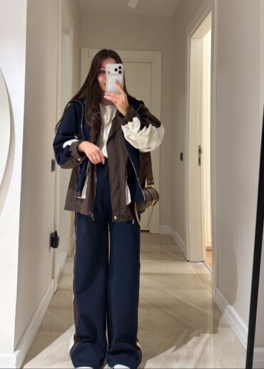 Massimo Kapüşonlu Garnili Takım - Lacivert-Kahve - 1 (36-38)