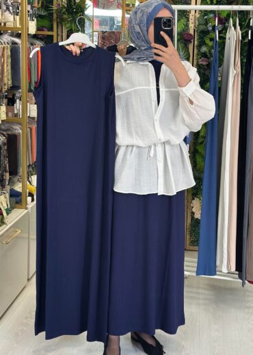 Sıfır Kol Elbise  L1002220  - Lacivert