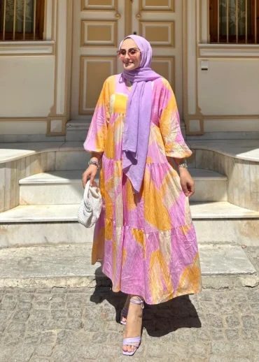 Mango Tropik Elbise -  Günbatımı