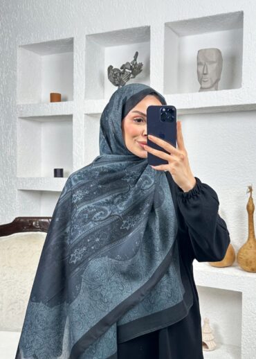 Sarmaşık Desen Pamuk İpek Şal -41200- Siyah