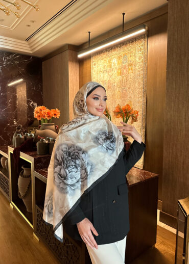 Flora Vual İpek Şal 10100 - Siyah Duman