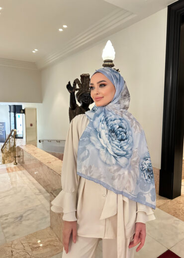 Flora Vual İpek Şal 10100 - Bebe Mavi