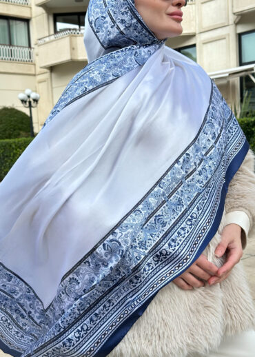 Çini Rüyası Vual İpek Şal 10101 - Lacivert