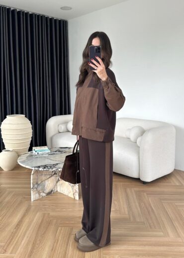 Aurex Garnili Paraşüt Detaylı İkili Takım - Kahve - 1 (36-38)