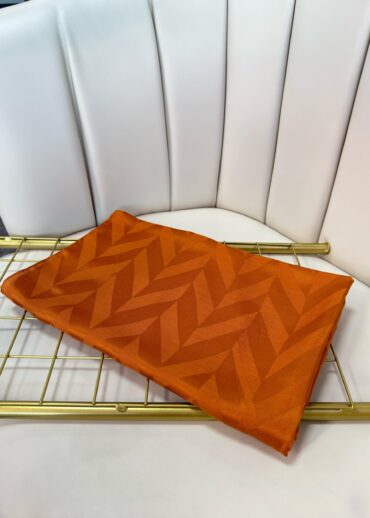 Eğimli Baklava Desen İpeksi Jakar Şal - 741256 -  Portakal