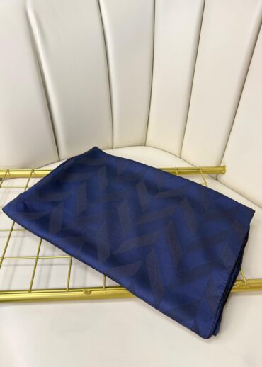 Eğimli Baklava Desen İpeksi Jakar Şal - 741256 - Gece Laciverti