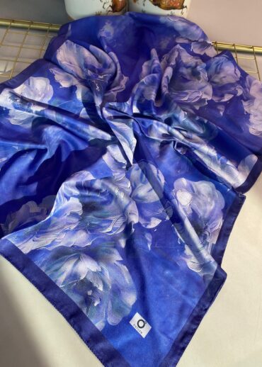 Rosaline Desen Pamuk İpek Şal-13000-Mavi