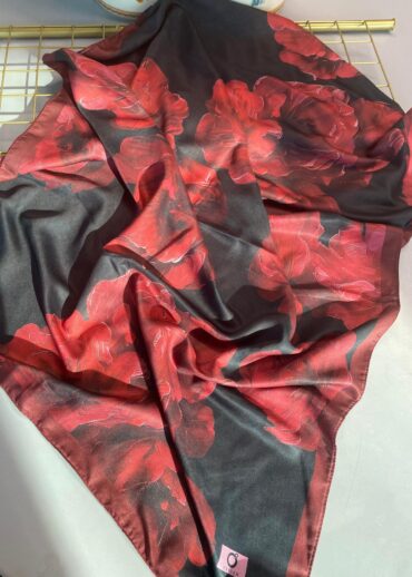 Rosaline Desen Pamuk İpek Şal-13000-Kırmızı