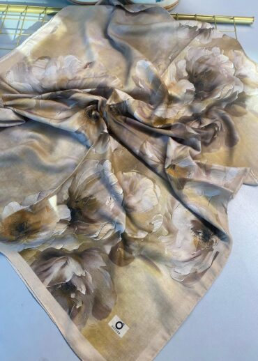 Rosaline Desen Pamuk İpek Şal-13000-Latte