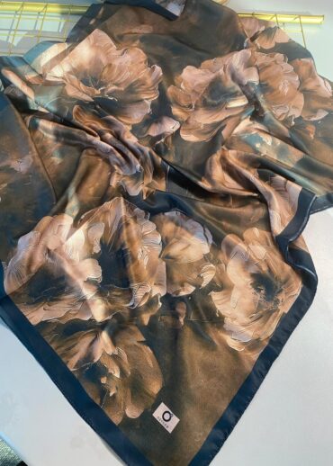 Rosaline Desen Pamuk İpek Şal-13000-Ağaç Kabuğu