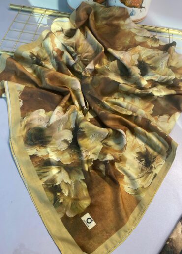 Rosaline Desen Pamuk İpek Şal-13000-Günbatımı Sarısı