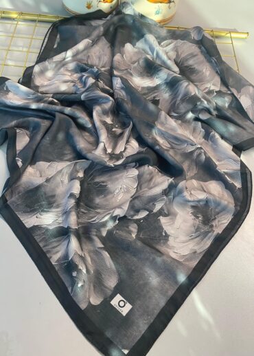 Rosaline Desen Pamuk İpek Şal-13000-Siyah