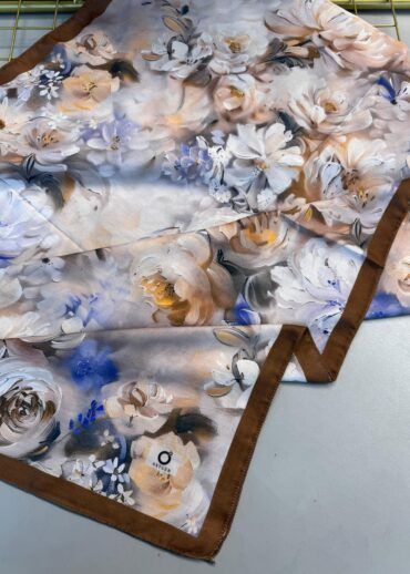 Mystic Bloom Desen Pamuk İpek Şal-Cappucino