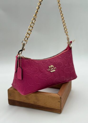 Coach Gofraj baskı zincirli baget fuşya çanta