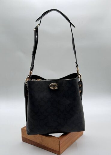 Coach Gofraj baskılı kilitli büzgülü Siyah klasik çanta