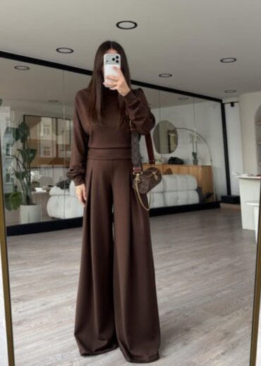 Kahve Balıkçı Yaka Marka Model Modal Takım