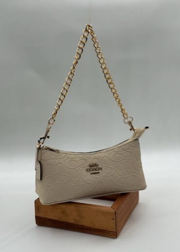 Coach Gofraj baskı zincirli bej çanta