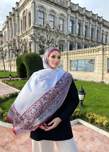 Çini Rüyası Vual İpek Şal 10101 - Kırmızı