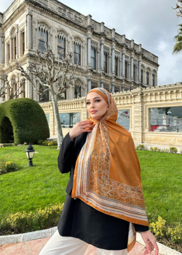 Çini Rüyası Vual İpek Şal 10101 - Hardal