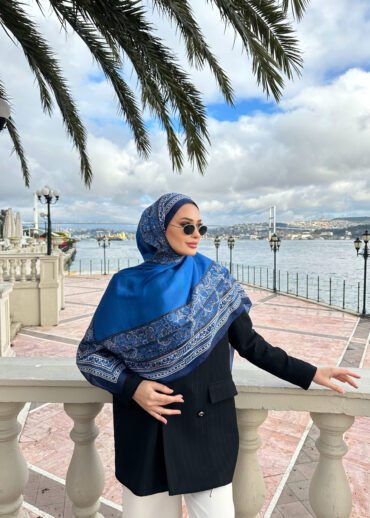 Çini Rüyası Vual İpek Şal 10101 - Saks