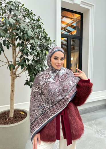 Şehzade Vual İpek Şal 10102 - Füme Bordo