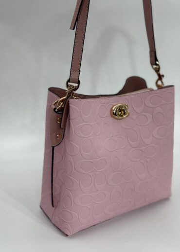 Coach Gofraj baskılı kilitli büzgülü pembe çanta