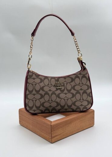 Coach monogram baget bordo vizon çanta