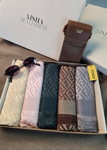 F İthal Kaşmir & İpek Şal Kutusu – İthal Gözlük Çantası Hediyeli