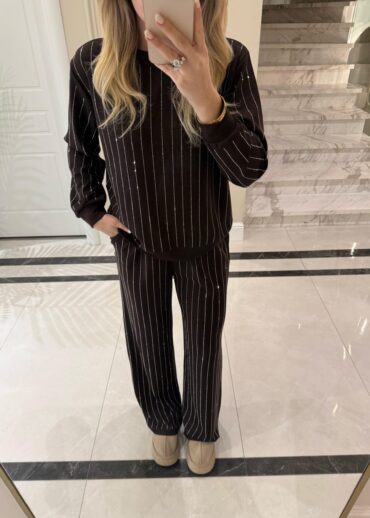 Taşlı İkili Takım - Kahve