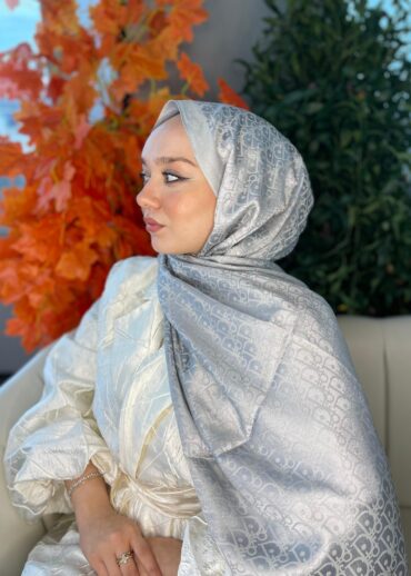 İthal Dior Pamuk Yün İpek Şal 49103 - Gümüş