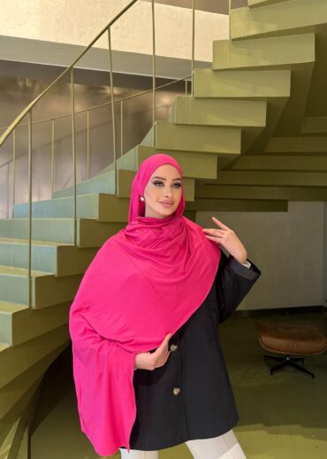 Tesettür Penye Şal Hijap Modeli - Pembe