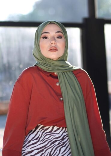 Penye Şal Hijap Modeli - Haki