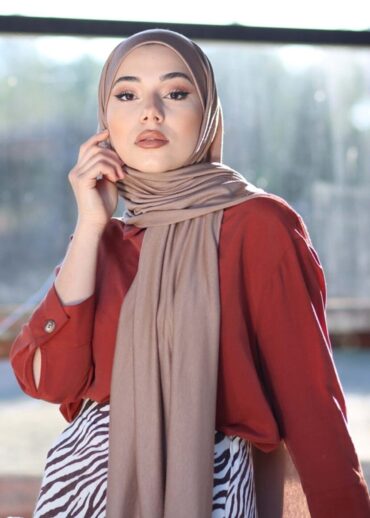 Penye Şal Hijap Modeli - Vizon